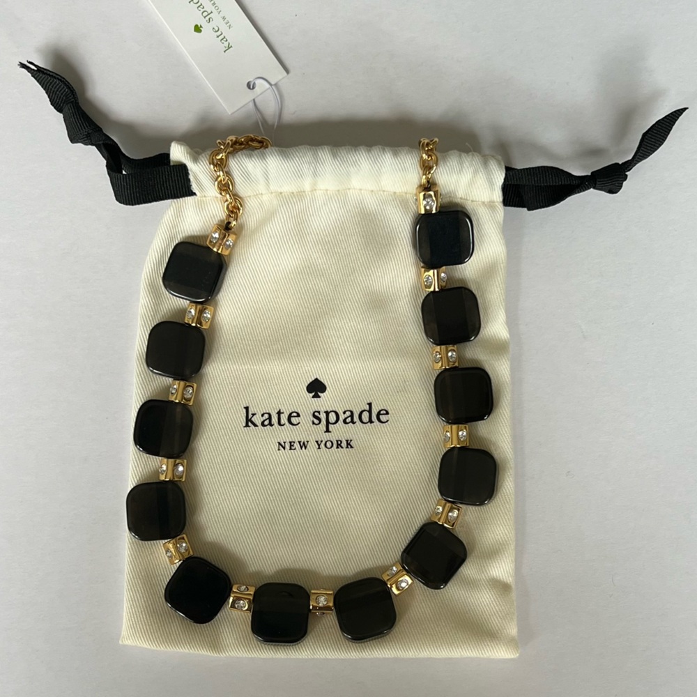 Kate Spade Colorblock Black Grey Bold polished Necklace